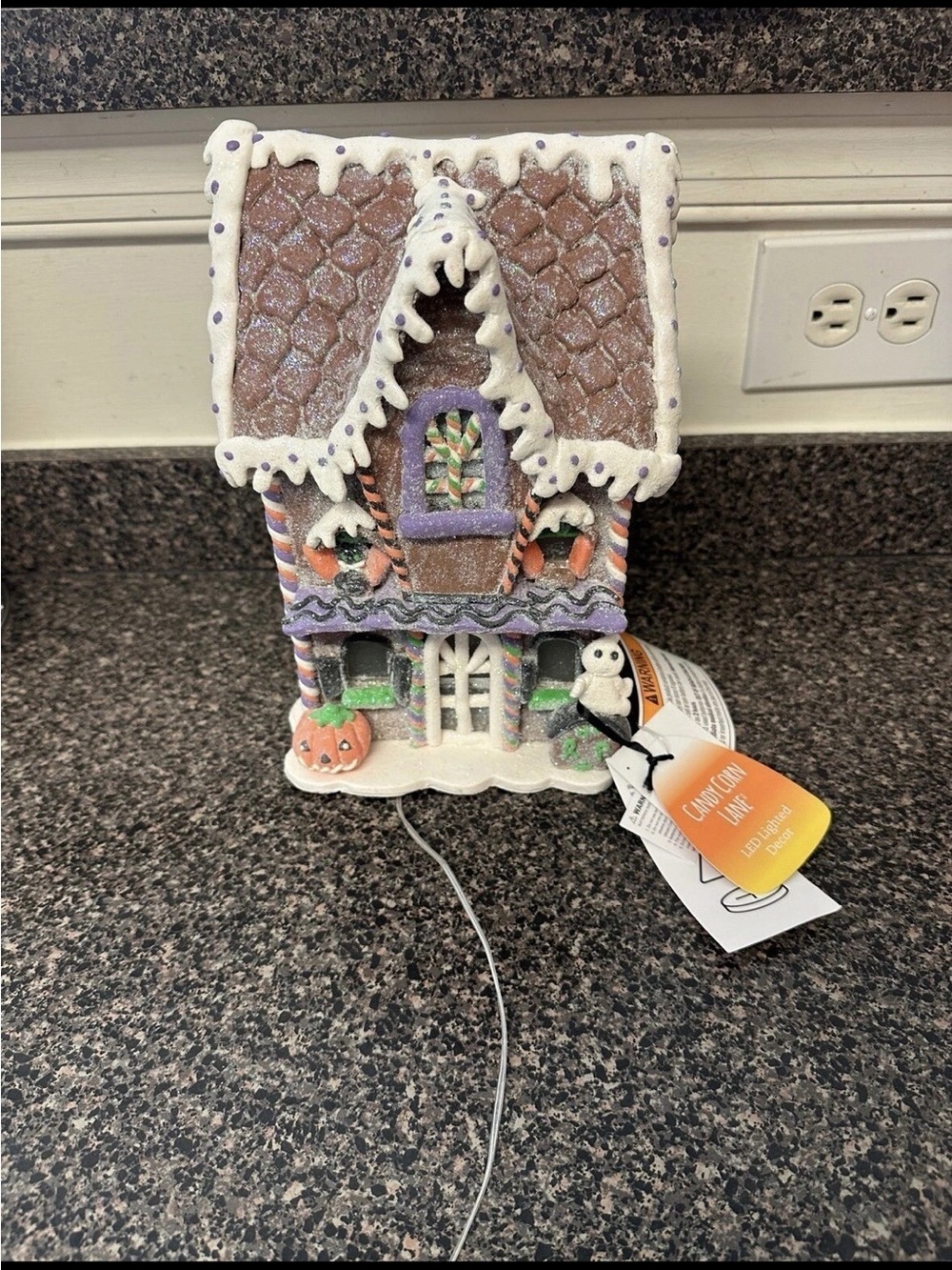 Candy Corn Lane LED Haunted Halloween Gingerbread House